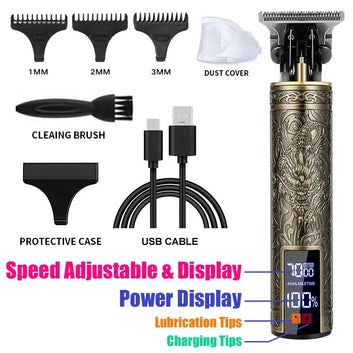 Vintage Hair Trimmer Cordless Electric Hair Cutting Machine Portable Shaver Barber USB Fast Charging Hair Clipper For Hairdresse