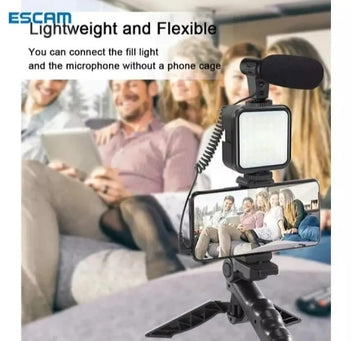 AY 49 All-in-One Video Creation Kit – Tripod, Microphone, LED Light, and Mobile Holder for Perfect Vlogs