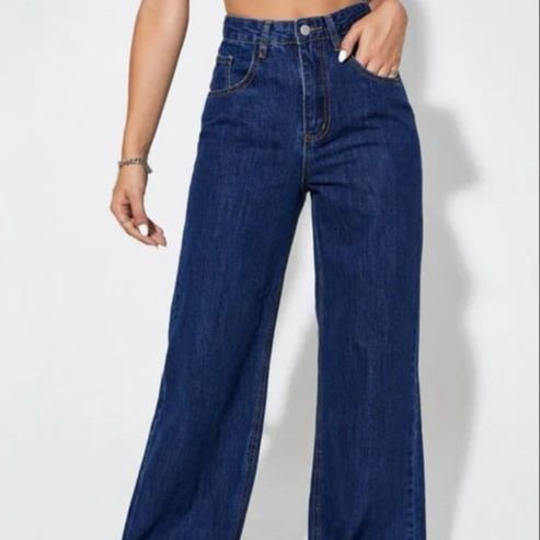 Girls Blue Wide-Leg High-Waisted Denim Jeans for Women – Premium Export Quality, Stylish and Comfortable Fit, Versatile Design for All Occasions